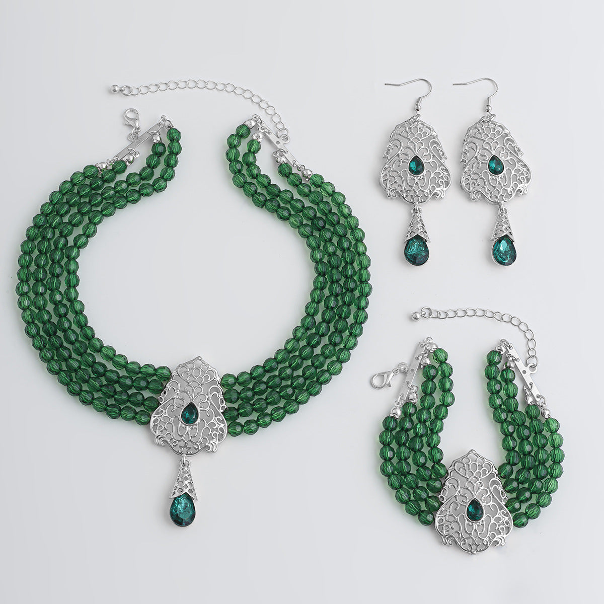 French Crystal Teardrop Jewelry Set