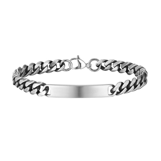 Stainless Steel Curved Bar Six-Sided Grinding Bracelet Steel Men's