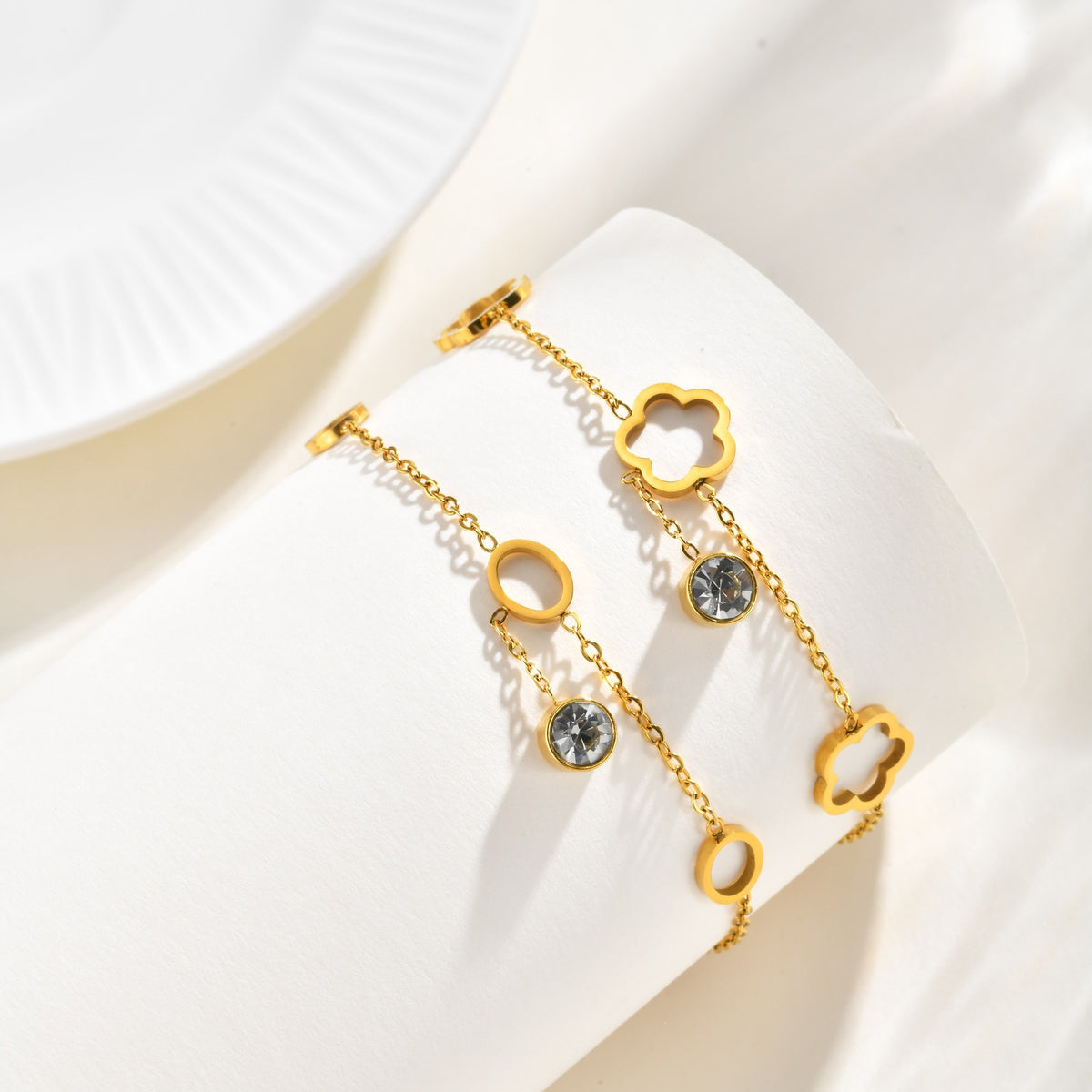 Flower Zircon Minimalist Stainless Steel Bracelet Unisex