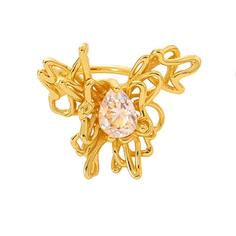 Planderful Zircon Butterfly Ear Clip No Piercing 18K Gold