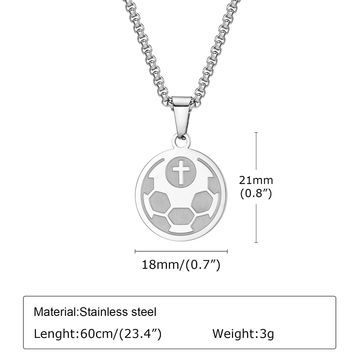 Stainless Steel Football Round Brand Pendant Necklace for Men