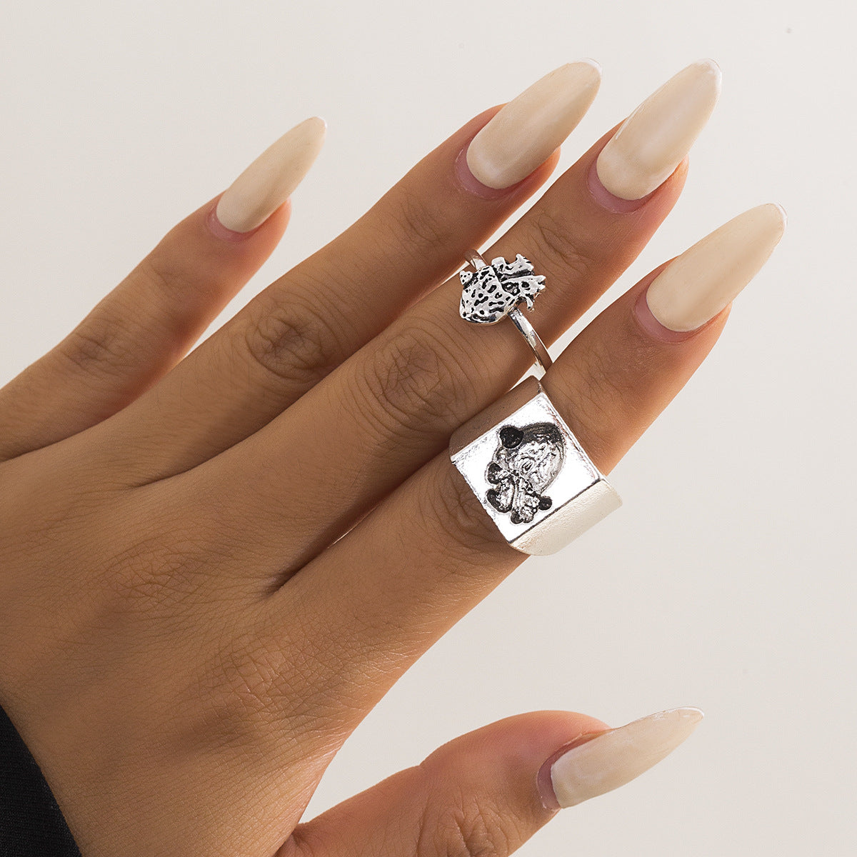 Retro Radish Ring Set and Punk Bracelet Kit for Stylish Women