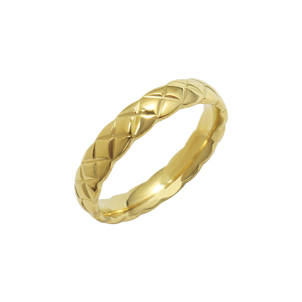 Golden Zircon French Style Ring with Retro Flair