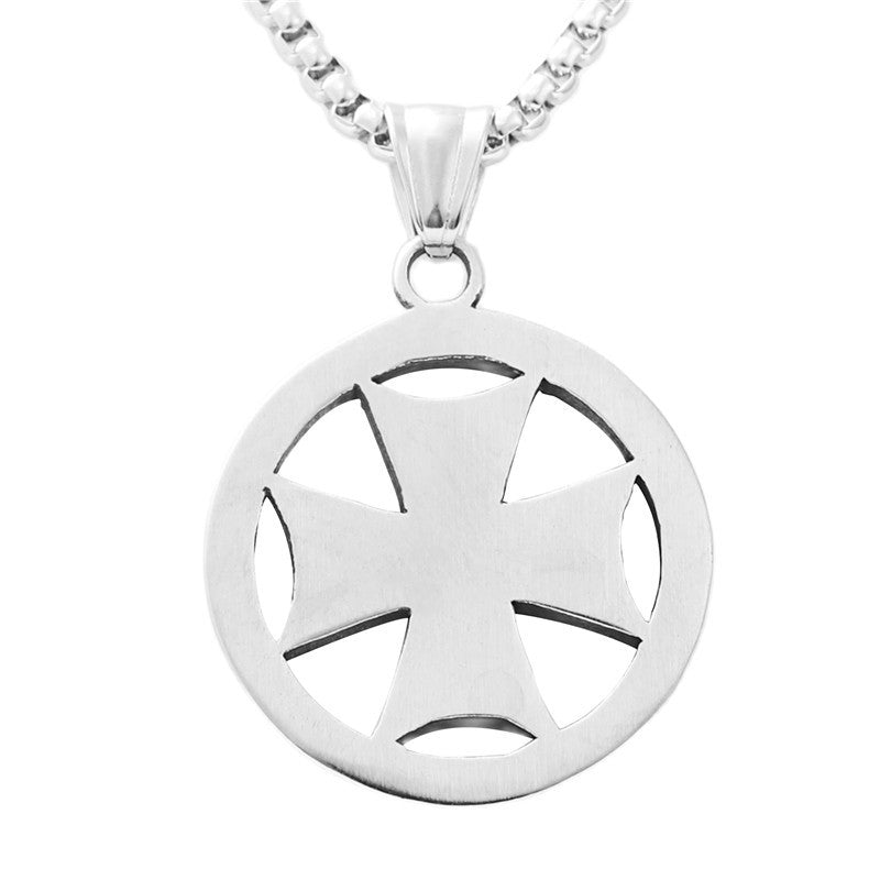 Personalized Titanium Steel Hollow Cross Pendant Necklace for Men - Retro Punk Trendy Design