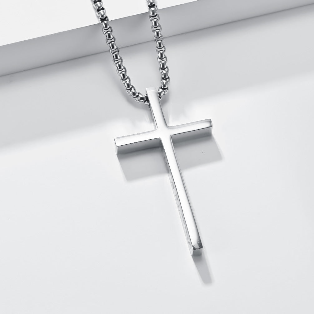 Steel Necklace - Minimalist Unisex Cross Pendant