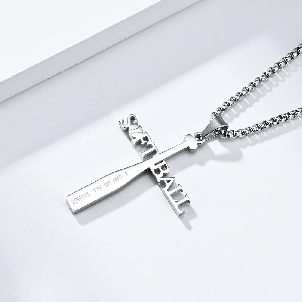 Baseball Necklace Titanium Steel Gold Letter Pendant For Athletes By Planderful Everyday Genie
