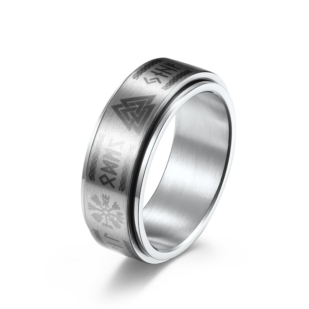 Planderful Viking Infinity Rotatable Stainless Steel Ring for Men and Women Unisex Gift