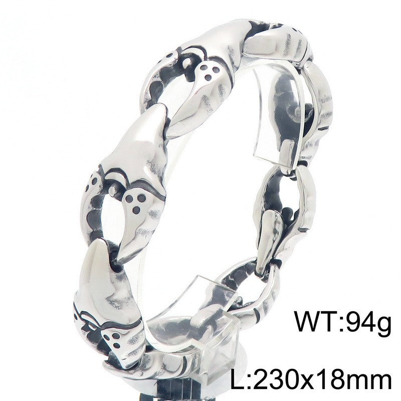 Rock Crab Claw Bracelet – Punk Vacuum Plating – Gold Clamp Titanium Steel Men's