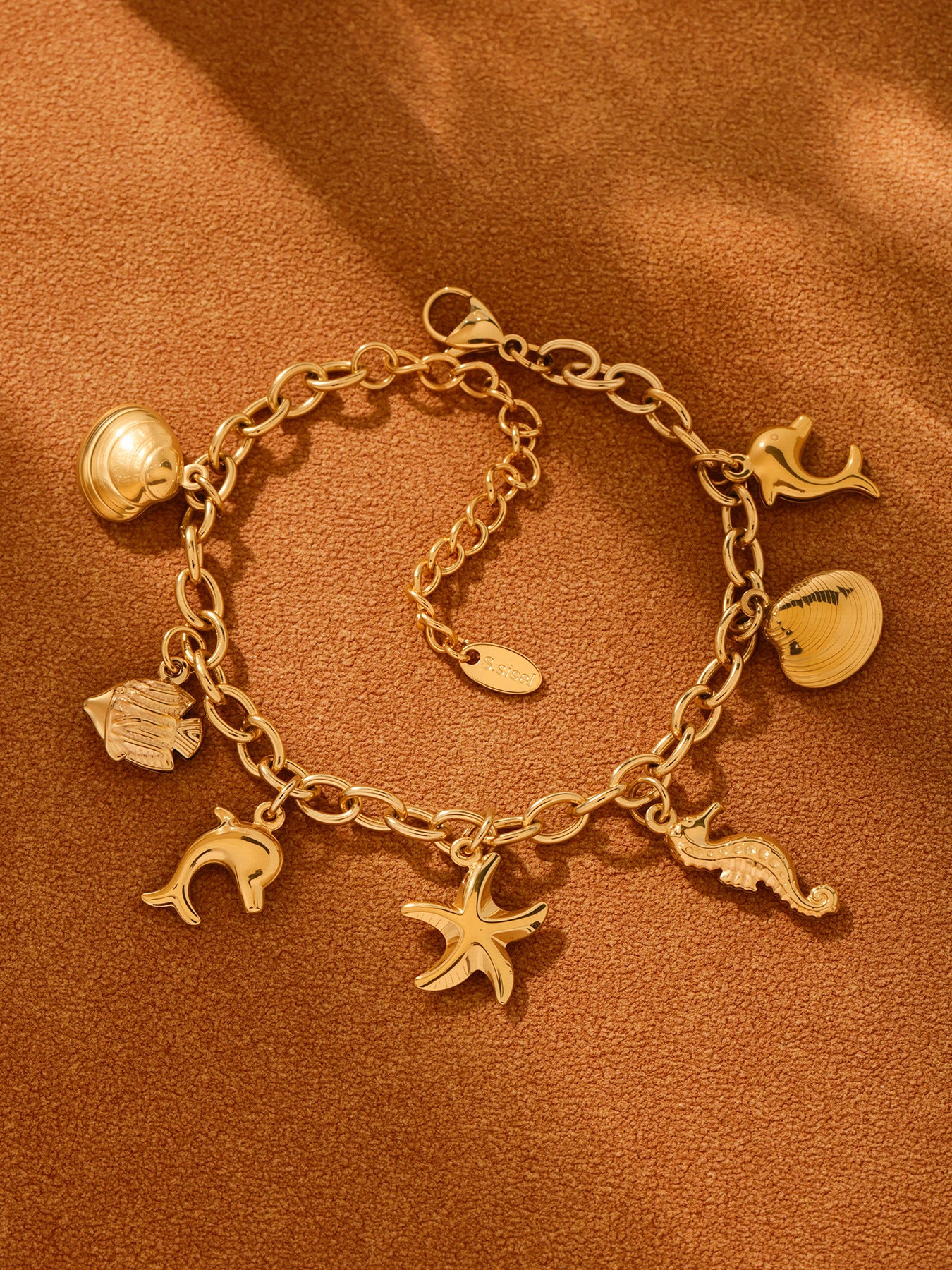Planderful Dolphin Starfish Anklet For Her Gold Plated