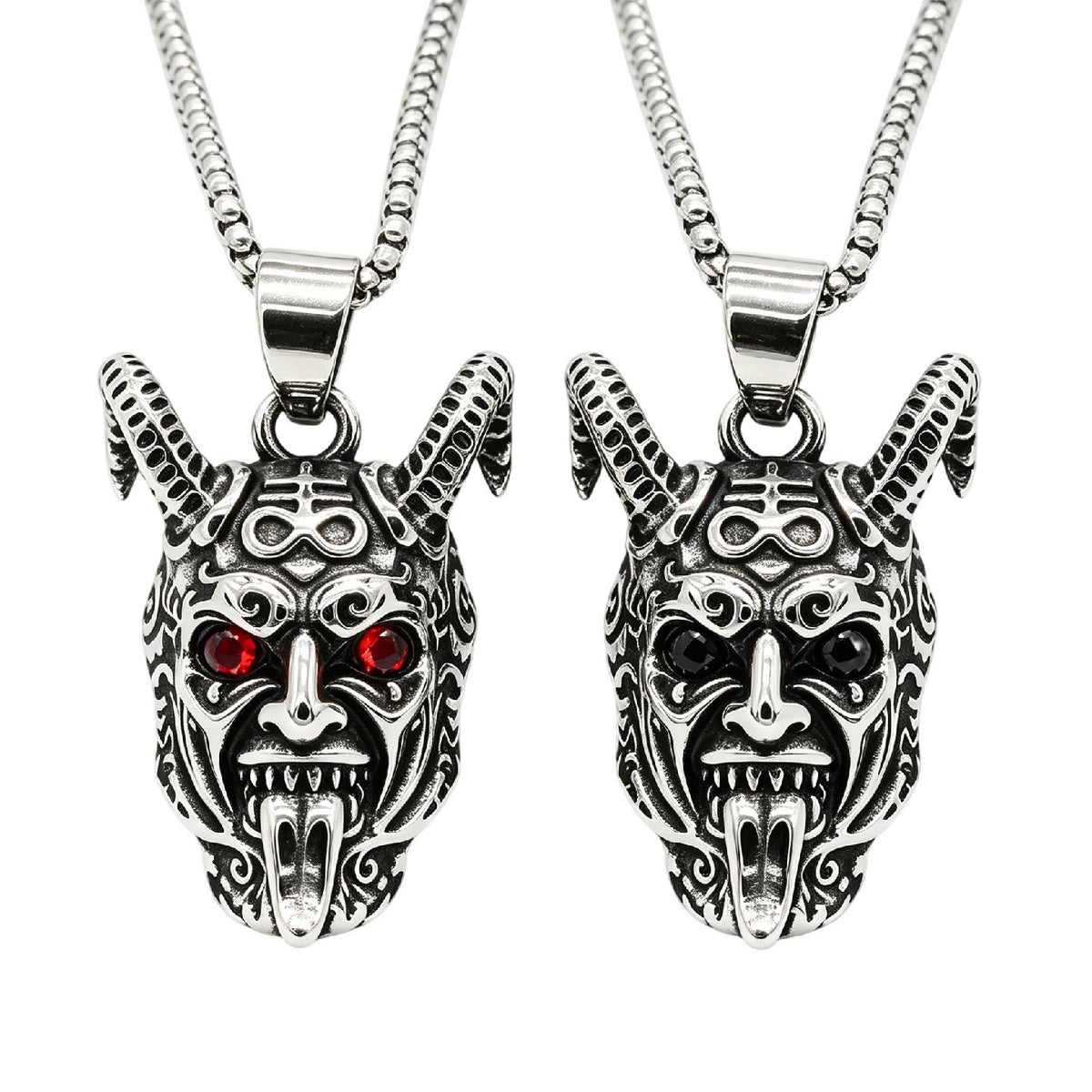 Horned Beast Skull Titanium Steel Pendant Necklace