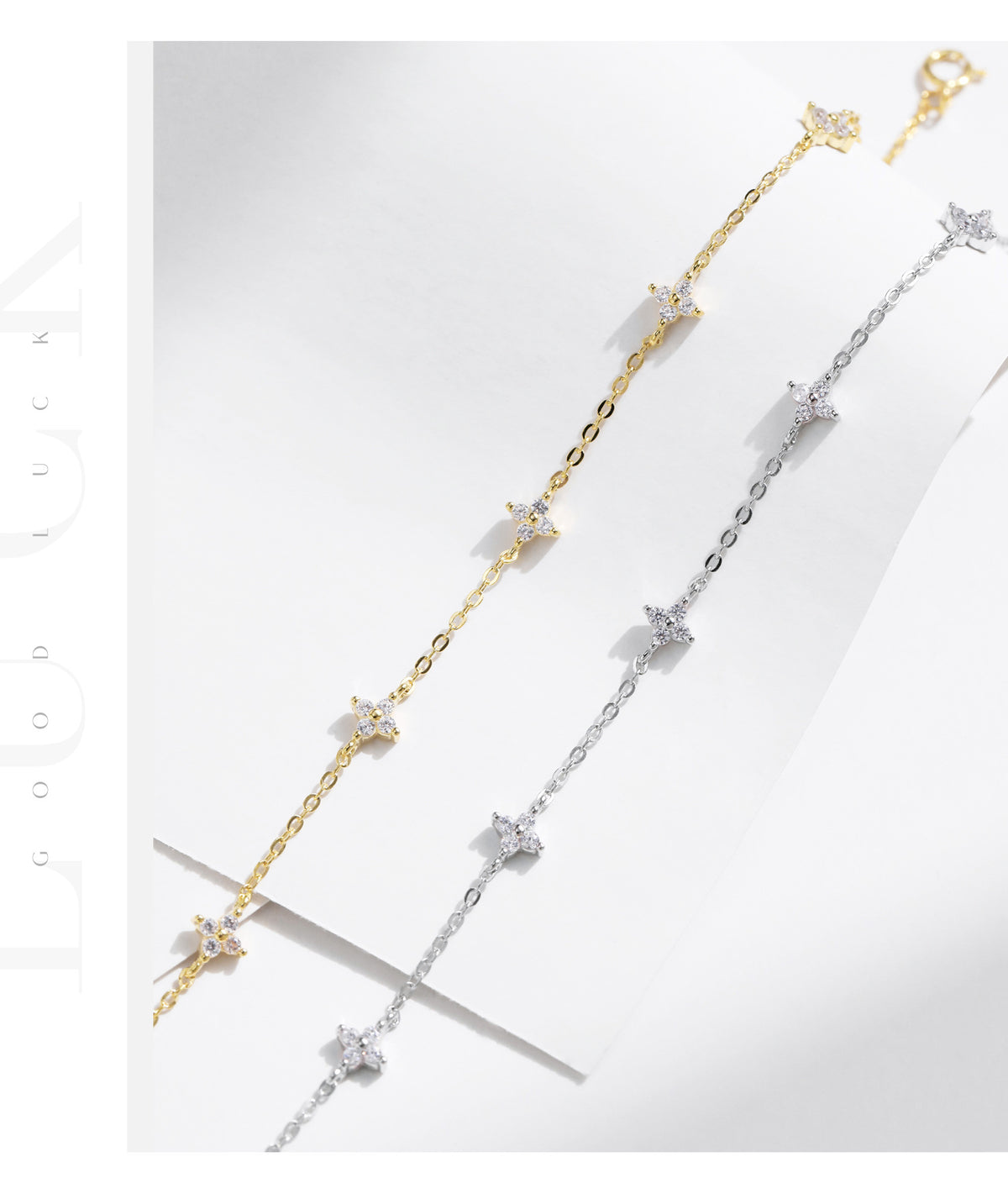 925 Sterling Silver Star Clover Zircon Bracelet