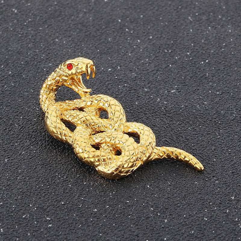 Planderful Mens Snake Pendant Gold Plated Titanium Necklace