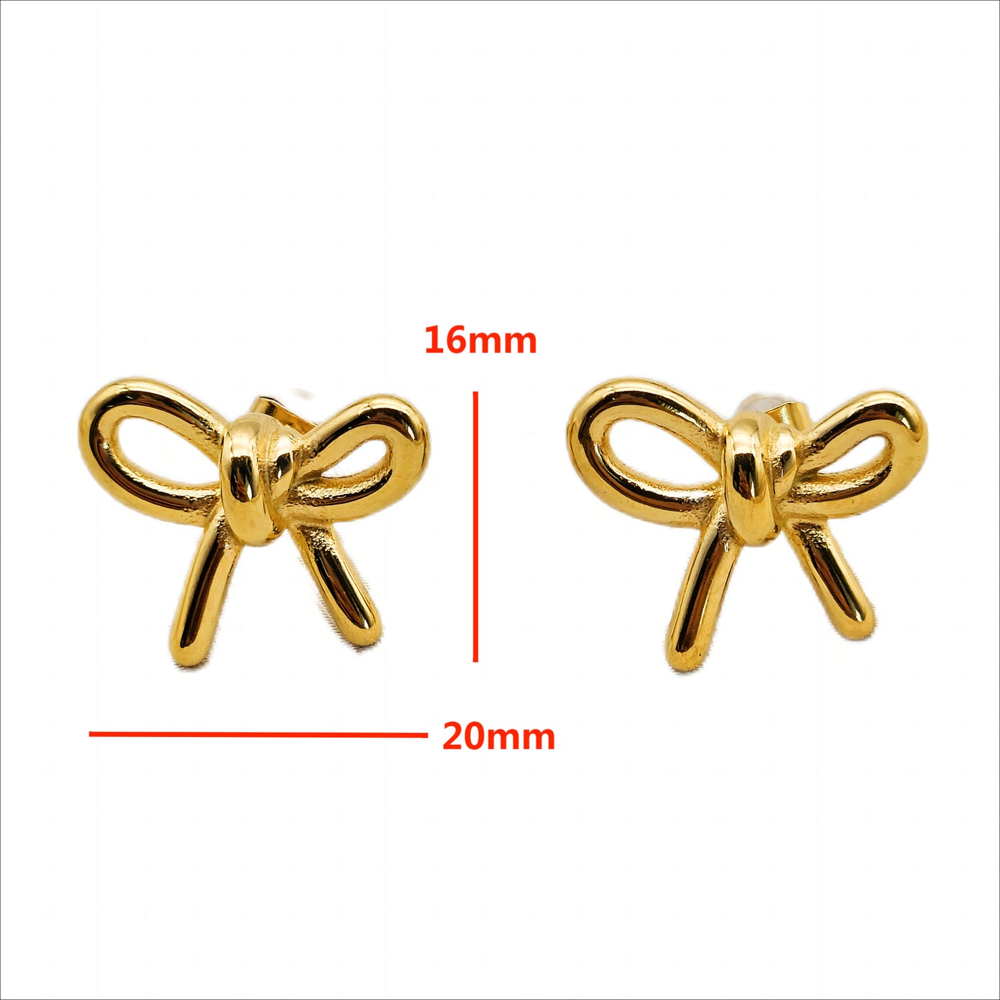 Planderful Stainless Steel Stud Earrings Ribbon Bow Gold Plated For Women Everyday Statement French Style