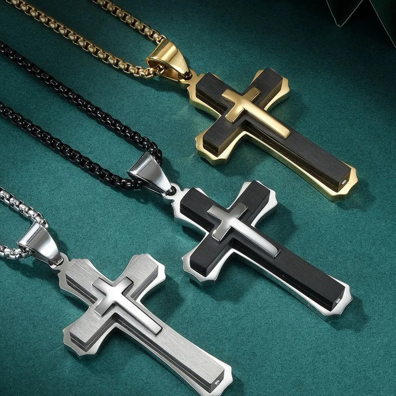 Punk Cross Stainless Steel Men's Pendant Necklace