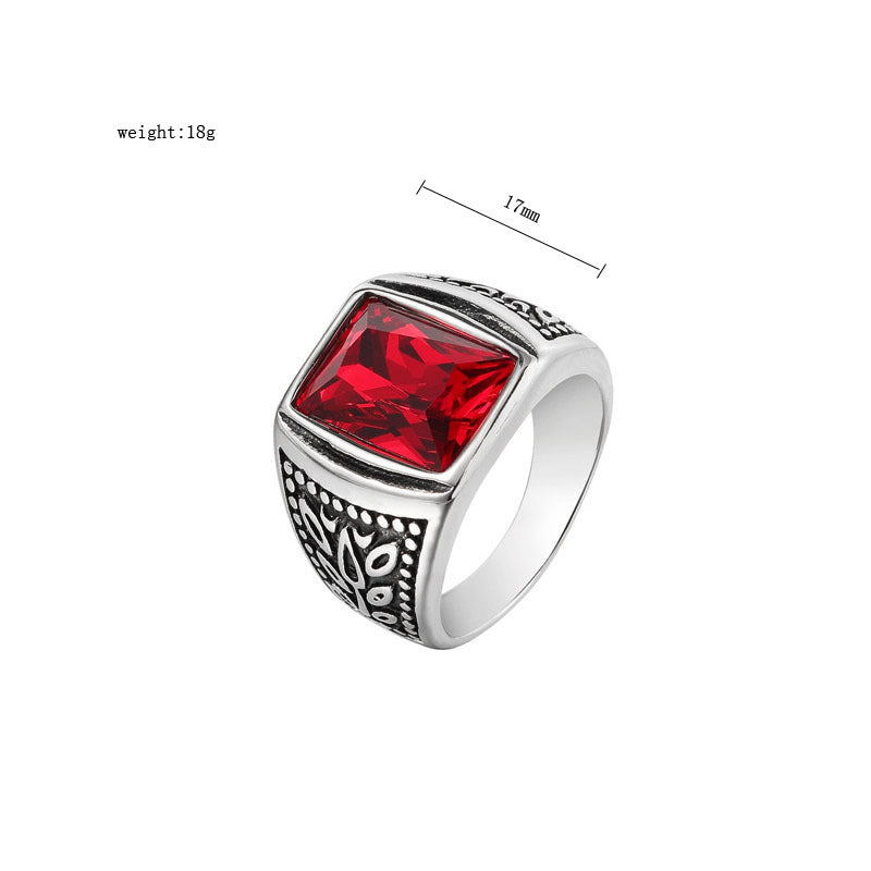 Planderful Zircon Titanium Steel Ring Unisex Retro European American Style Protection Statement Jewelry
