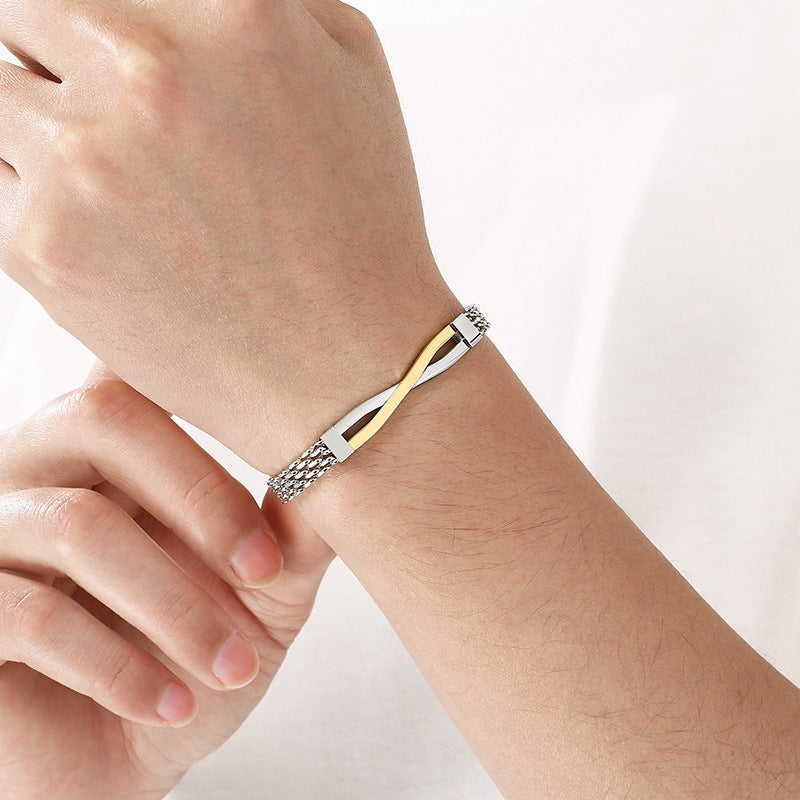 Stainless Steel Men's Design Geometric Cross Minimalist Style Titanium Steel Bracelet