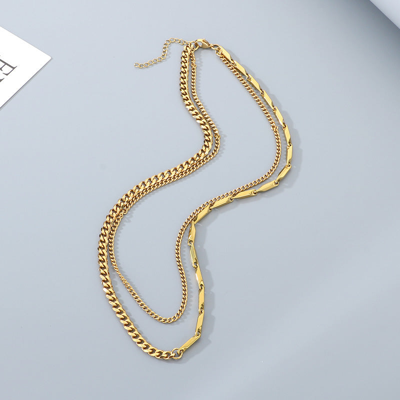 Planderful Layered Cuban Necklace for Men Double Chain Sturdy