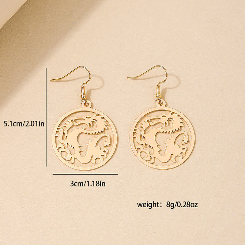 Zodiac-Inspired Retro Earrings Collection with Chinese Zodiac Pendant