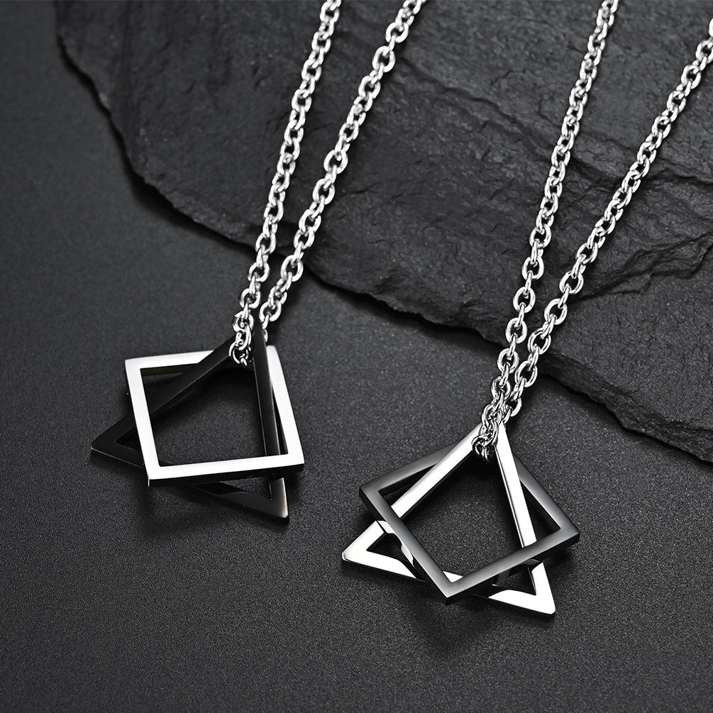 Geometric Steel Necklace For Everyday Wearers Planderful Durable Non Fading Pendant