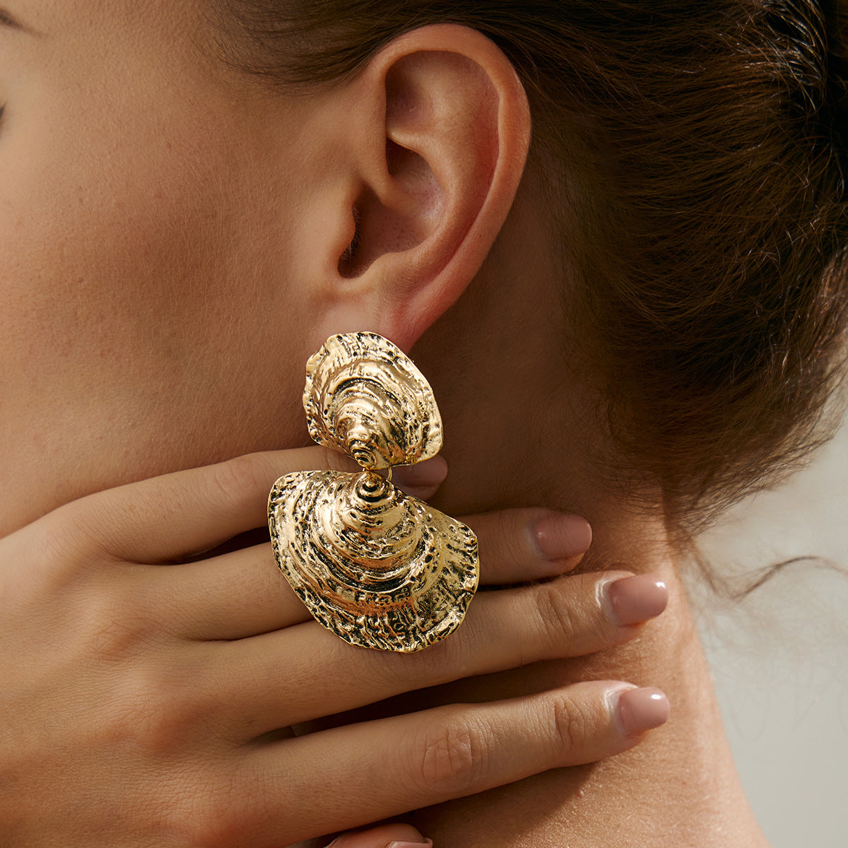 Planderful Metal Wind Flower Stud Earrings Vienna Verve For Women Geometric Turquoise Coral Imitation Statement