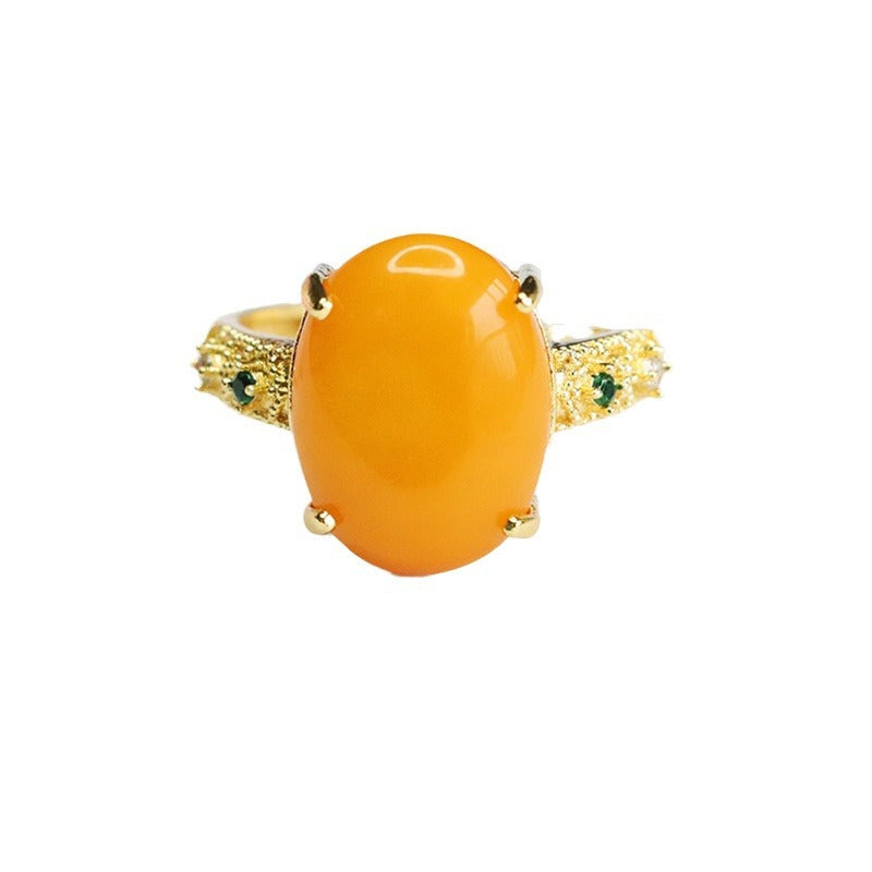 Organic Oval Amber Beeswax Ring - Fortune's Favor Collection