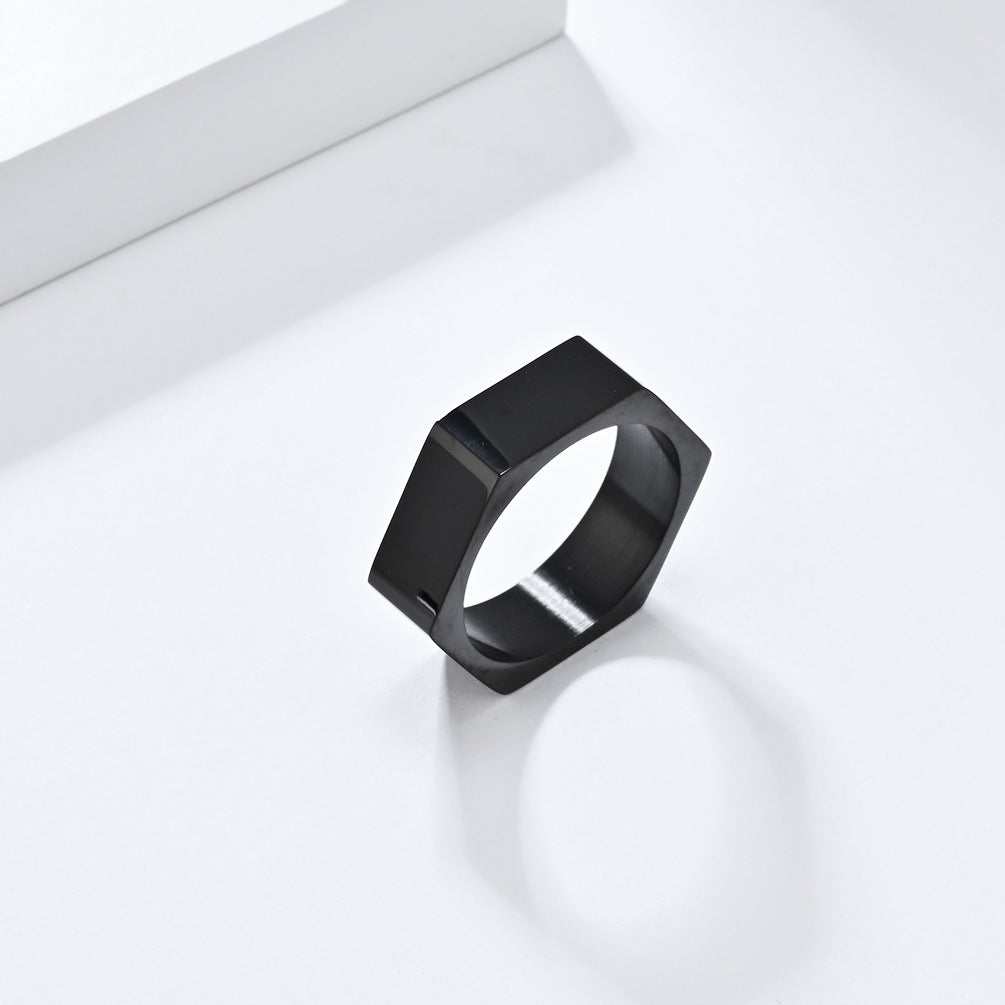 Steel Ring - Minimalist Geometric Hexagonal Design For Everyday Wear, Unisex Style By Planderful