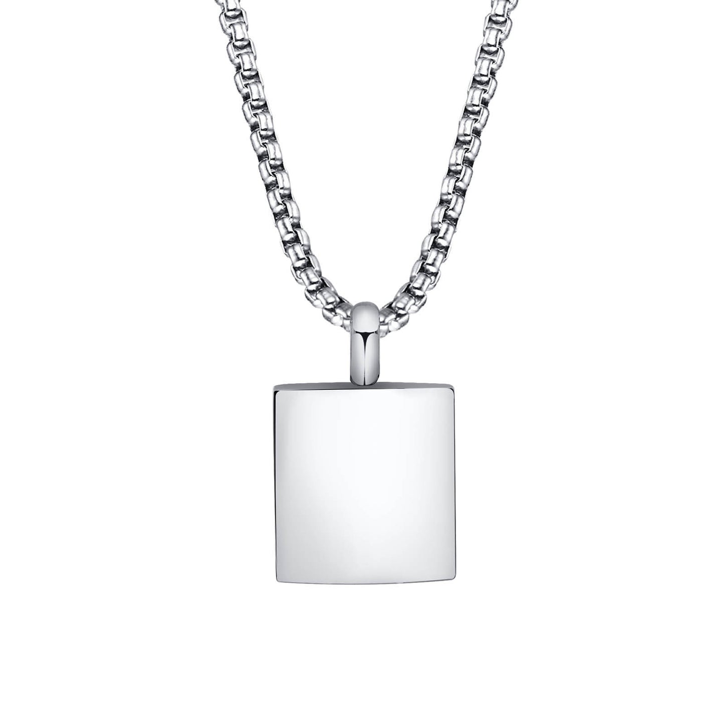 Stainless Steel Simple Small Square Surface Light Pendant for Men