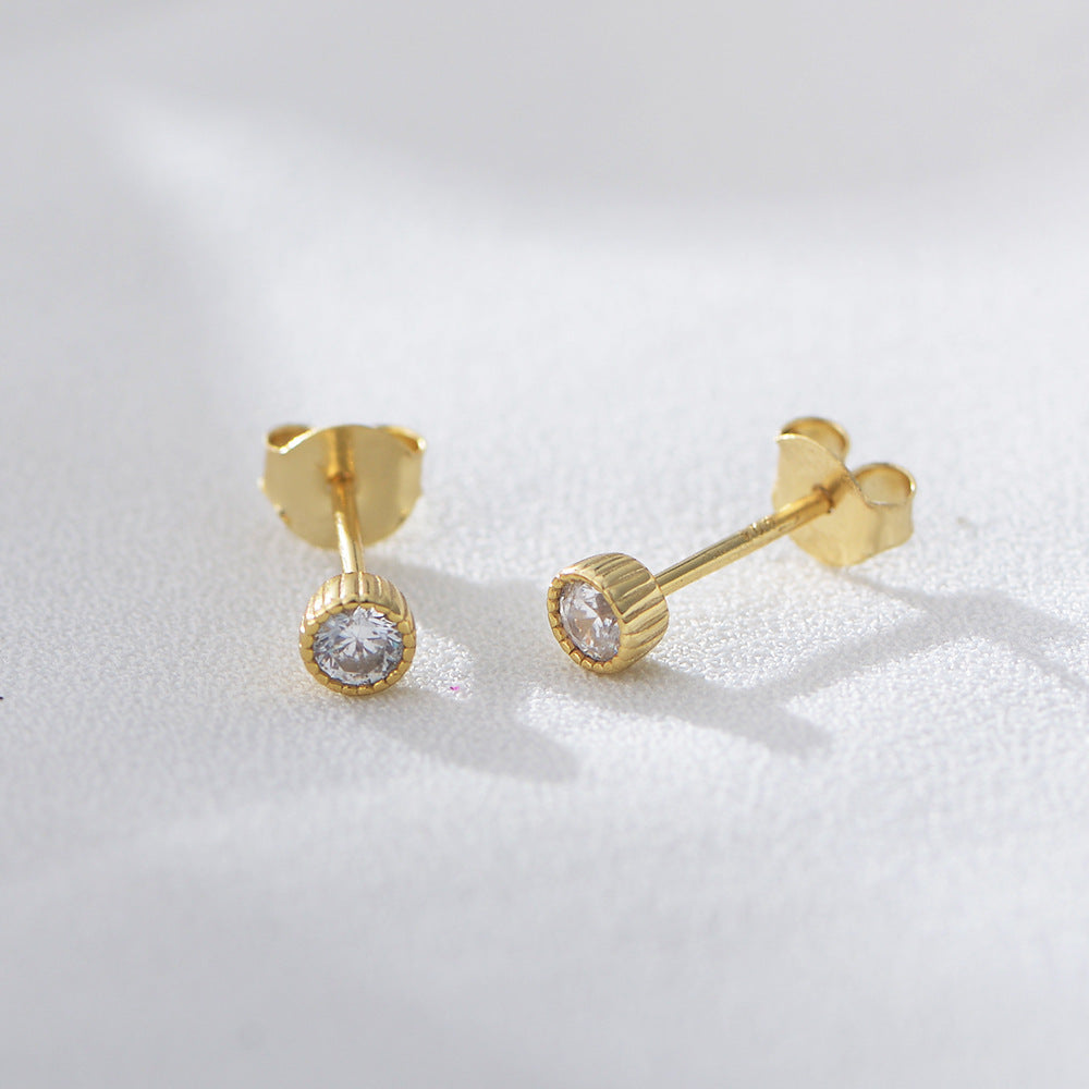 S925 Silver Stud Earrings Niche Korean Version Small Fresh Mini Single Zircon Ear