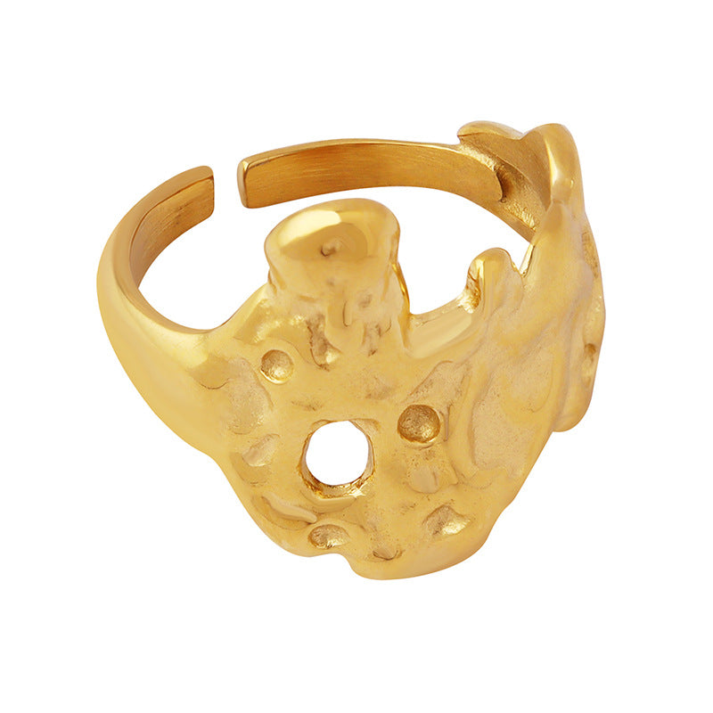 Niche Design Water Ripples Ring with Irregular Folds