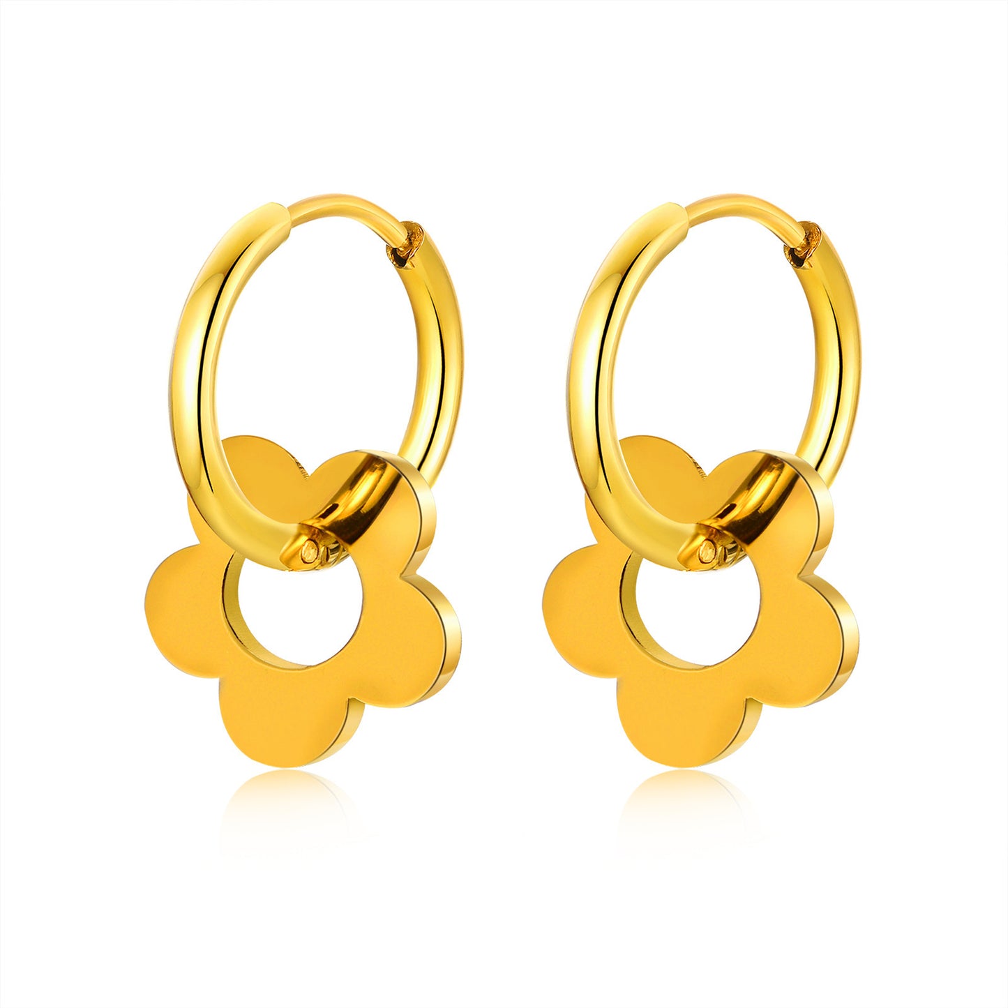 Stainless Steel Small Flower Earrings Gold Women's Jewelry