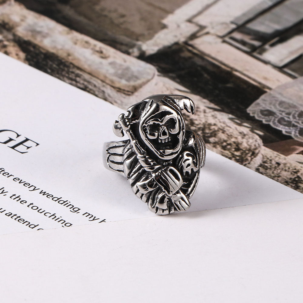Big Ghost Skull Ring Men Titanium Steel Punk Fashion