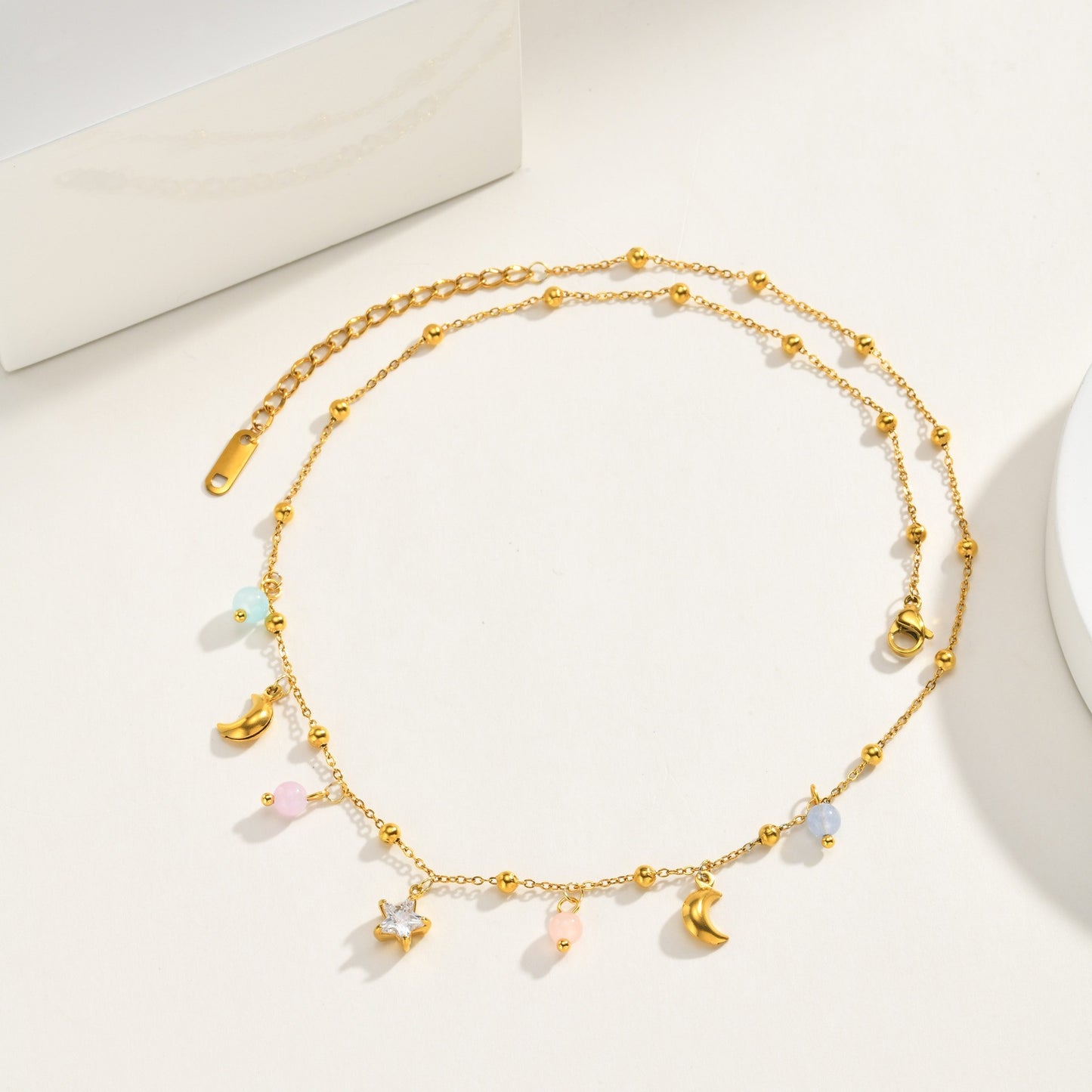 Women's Stainless Steel Horse Eye Zircon Wave Bead Necklace Stacked With Daily Gifts
