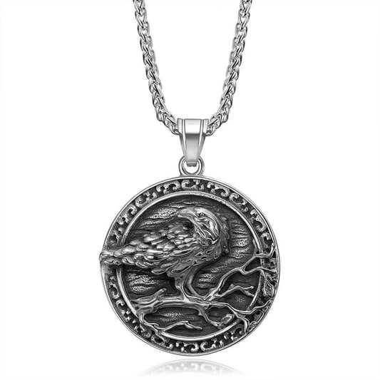 Planderful Viking Odin Crow Pendant For Men Domineering Stainless Steel Necklace Bold Statement Accessory