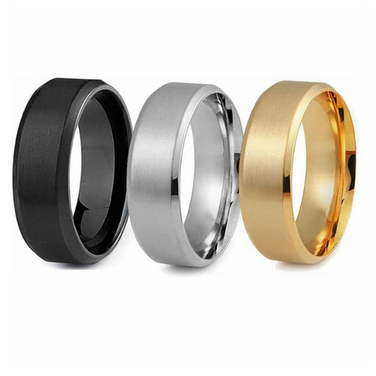 Planderful Everyday Genie Titanium Steel Ring Set Matte Face For Men And Unisex Protection Jewelry
