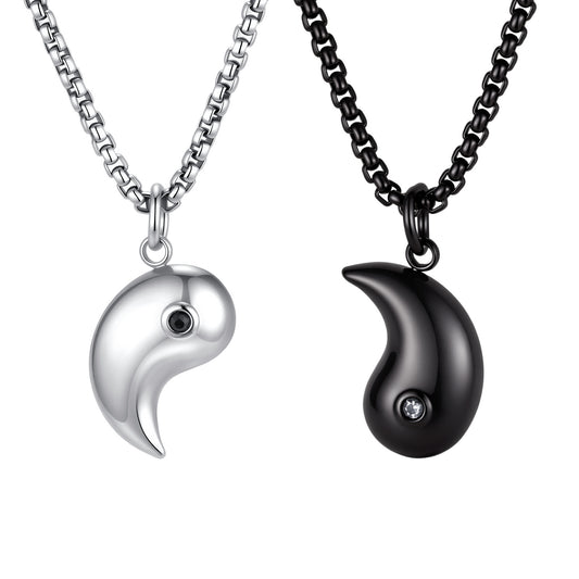 Stainless Steel Zircon Gossip Couple Pendant Collarbone Chain Earrings