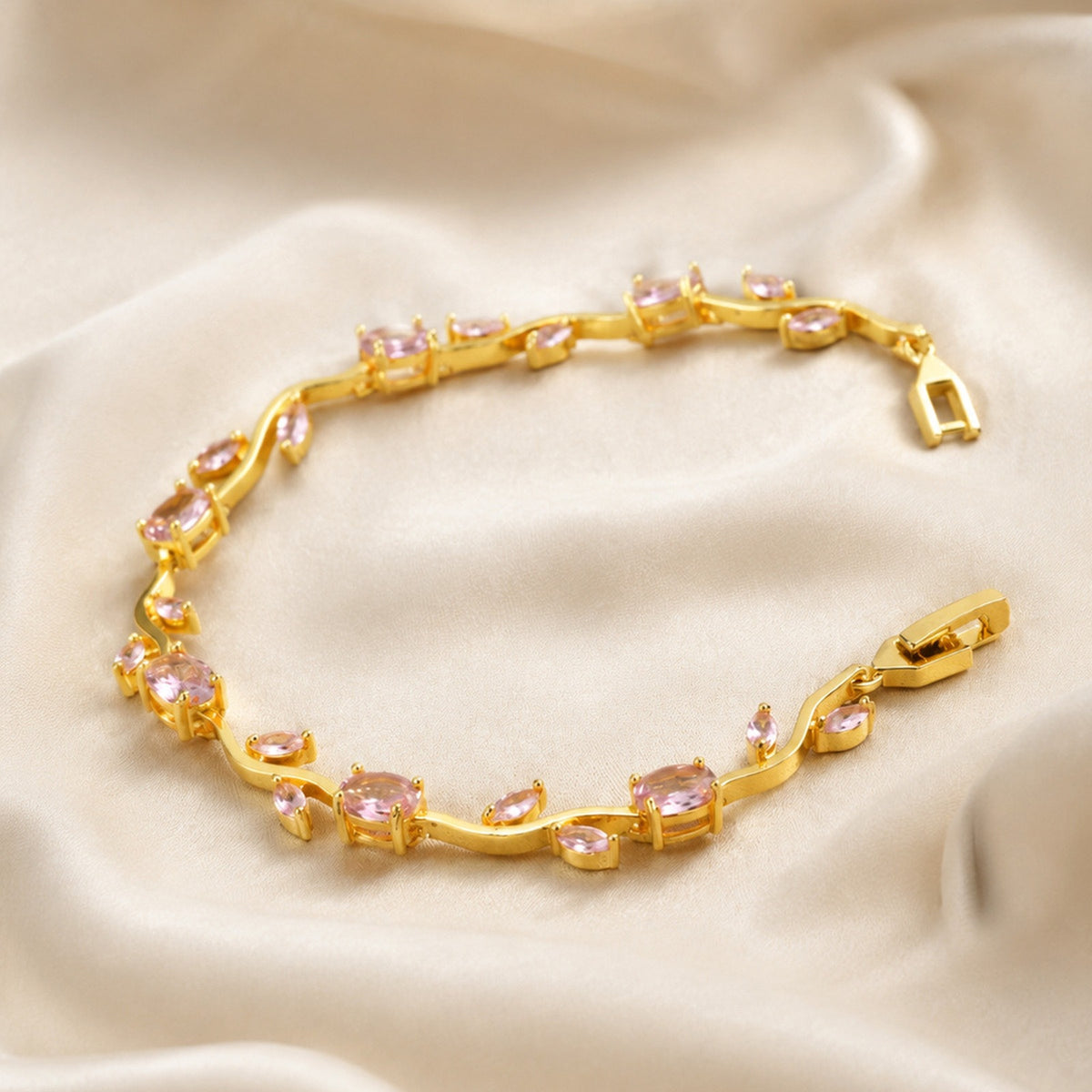Flower Rose Zircon Copper Bracelet