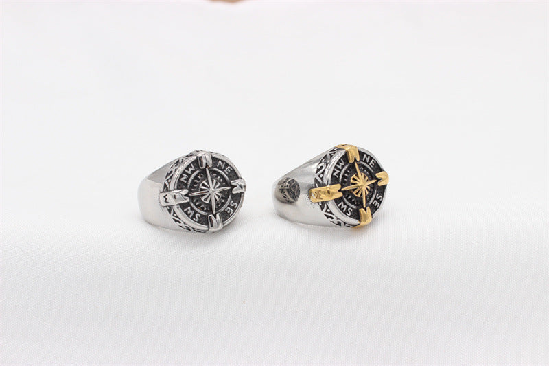Planderful Compass Ring Titanium Steel for Men Unisex Durable Sailing Style Everyday Genie Collection