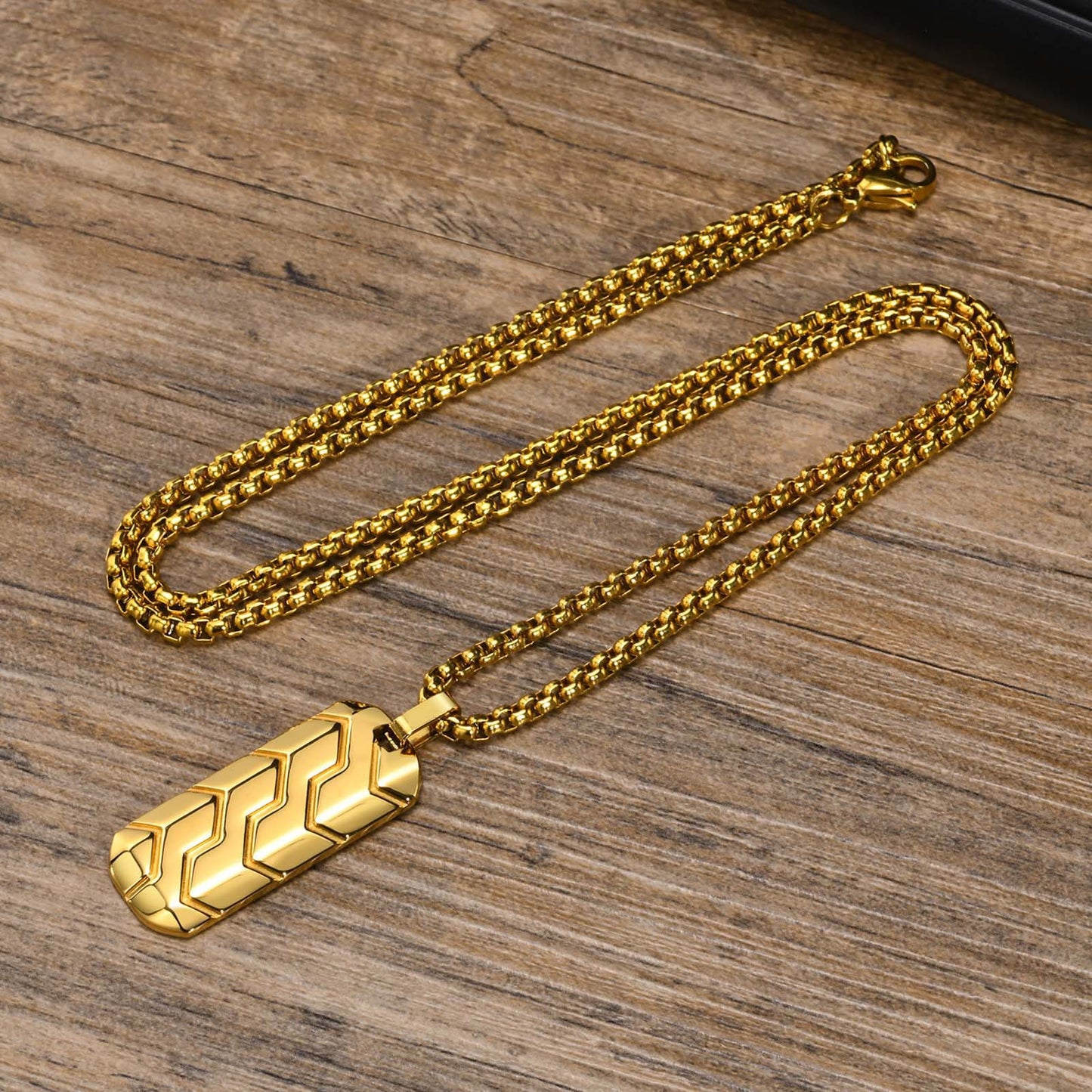 Stainless Steel Geometric Tire Pattern Men's Pendant Necklace