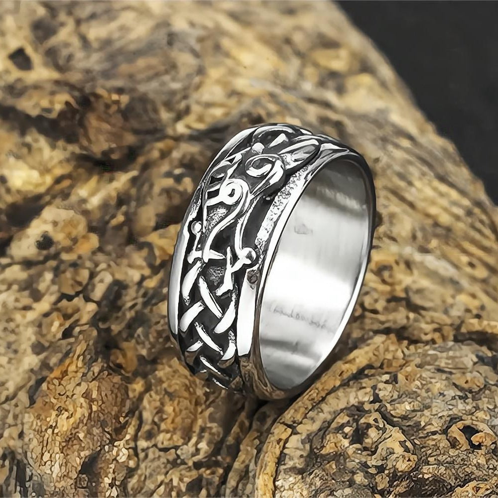 European And American Jewelry Wholesale Men's Titanium Steel Ring Viking Crow Pattern Personalized Ring