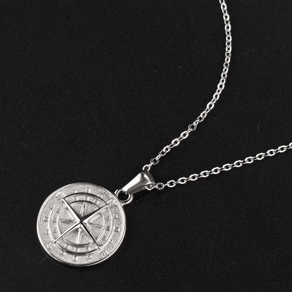 Planderful Stainless Steel Compass Necklace For Hip Hop Fans Bold Statement Jewelry Everyday Genie