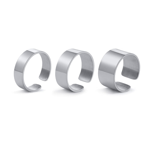 Stainless Steel Bare Body Plain Opening Adjustable Ring Steel Color for Men and Women Jewelry Wholesale