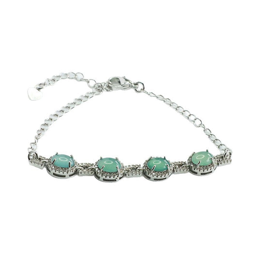 Blue Water Jadeite Round Pendant Bracelet
