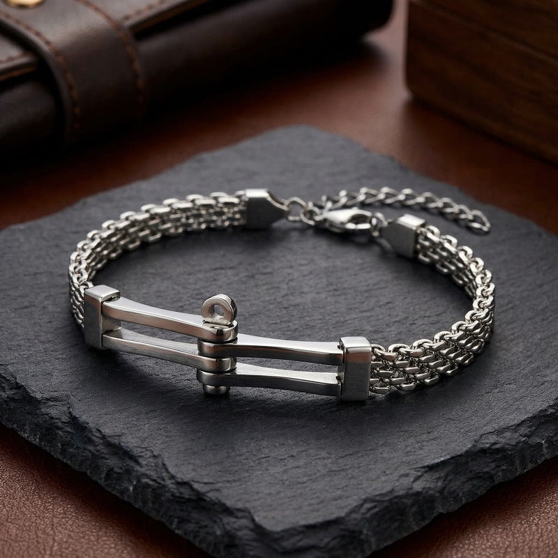 Hip-Hop Cool Locomotive Bracelet – Punk Bike Chain – Curved Mesh Chain Belt Extension