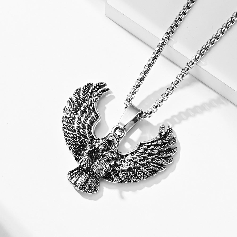 Planderful Punk Eagle Necklace Titanium Steel Durable Predator Pendant For Streetwear Lovers