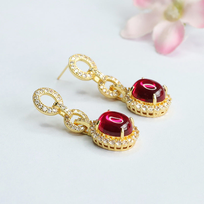 Lab-Grown Ruby Interlocking Stud Earrings