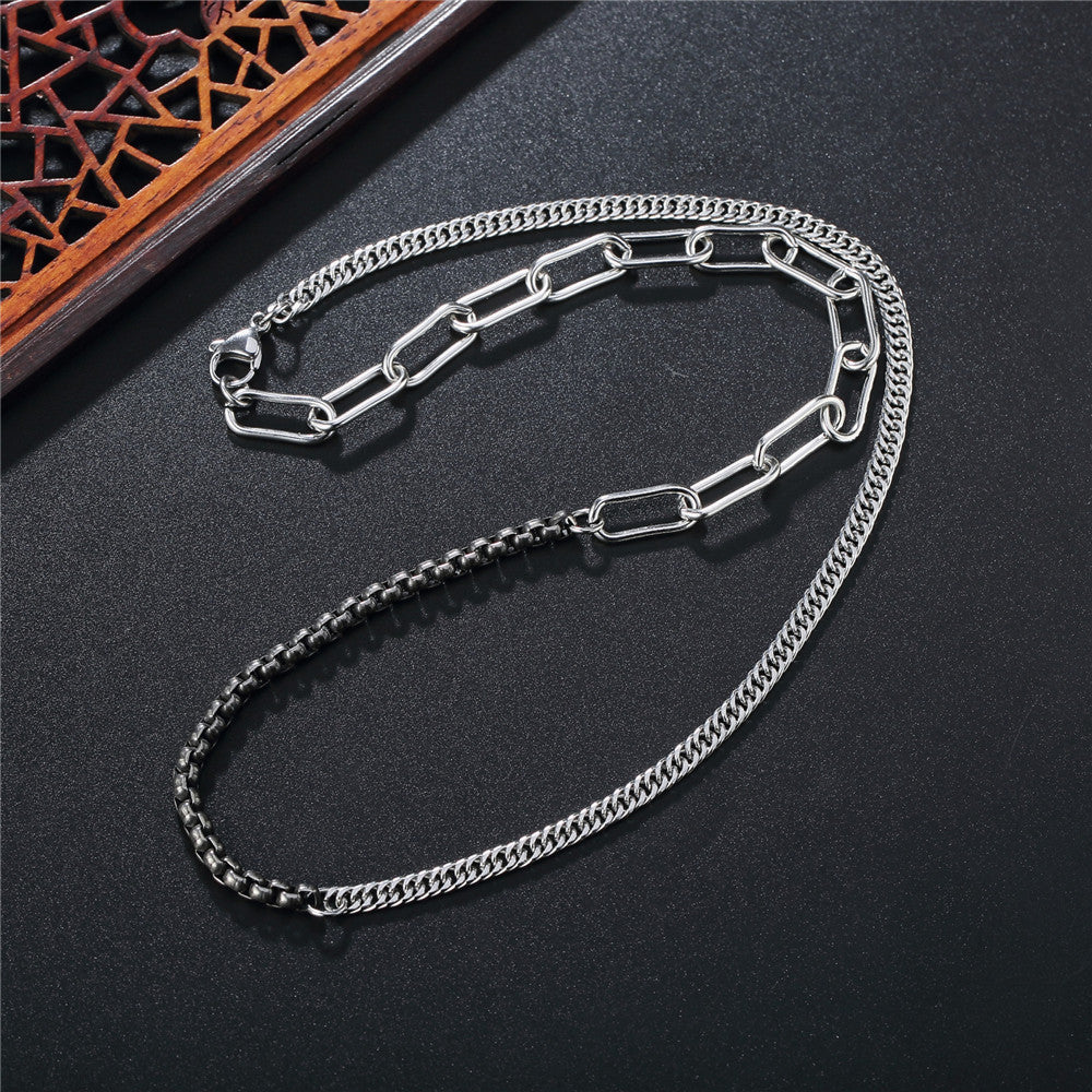 Planderful Cuban Chain Necklace Titanium Clavicle Style Unisex Personalised Korean Version