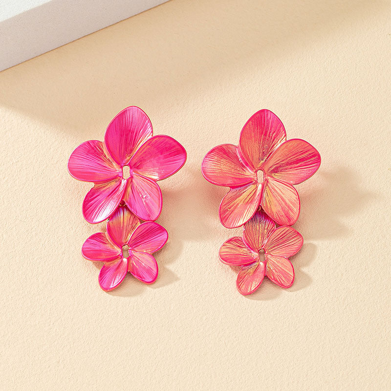 Exaggerated High Fashion Metal Flower Earrings - Vienna Verve Collection