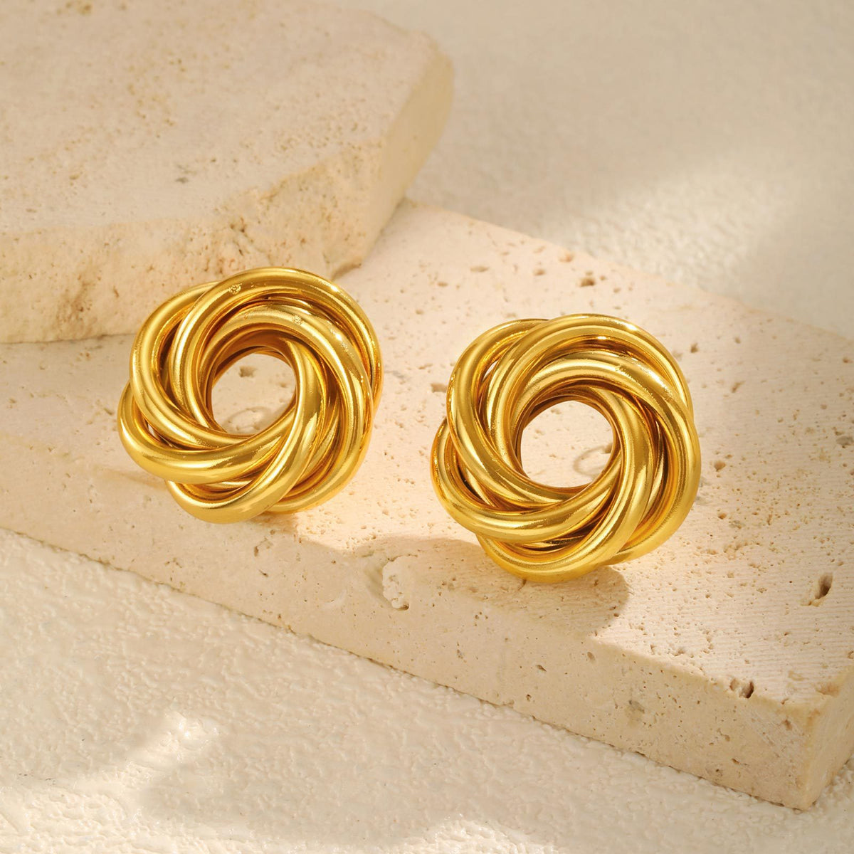 Gold-Tone Circular Knot Stud Earrings