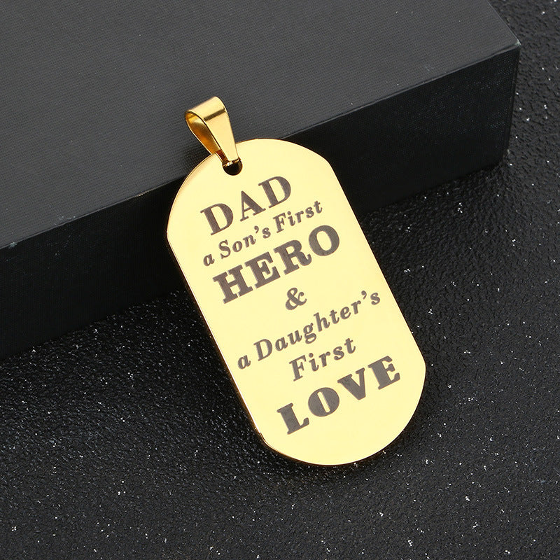 Dad Hero Stainless Steel Pendant Fathers Day Gift For Men