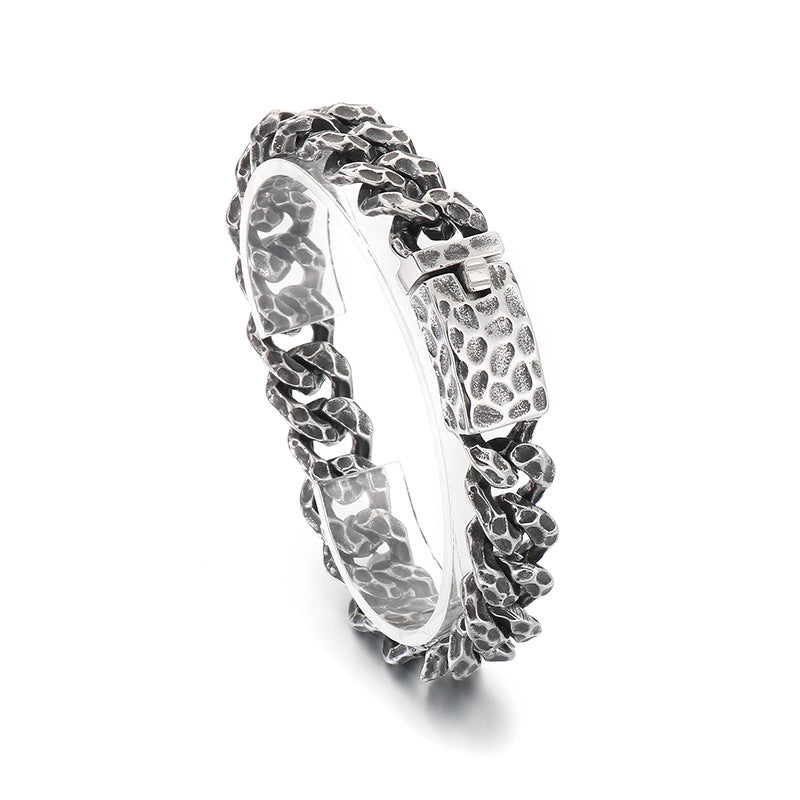 Planderful Beating Pattern Cuban Chain Men Bracelet